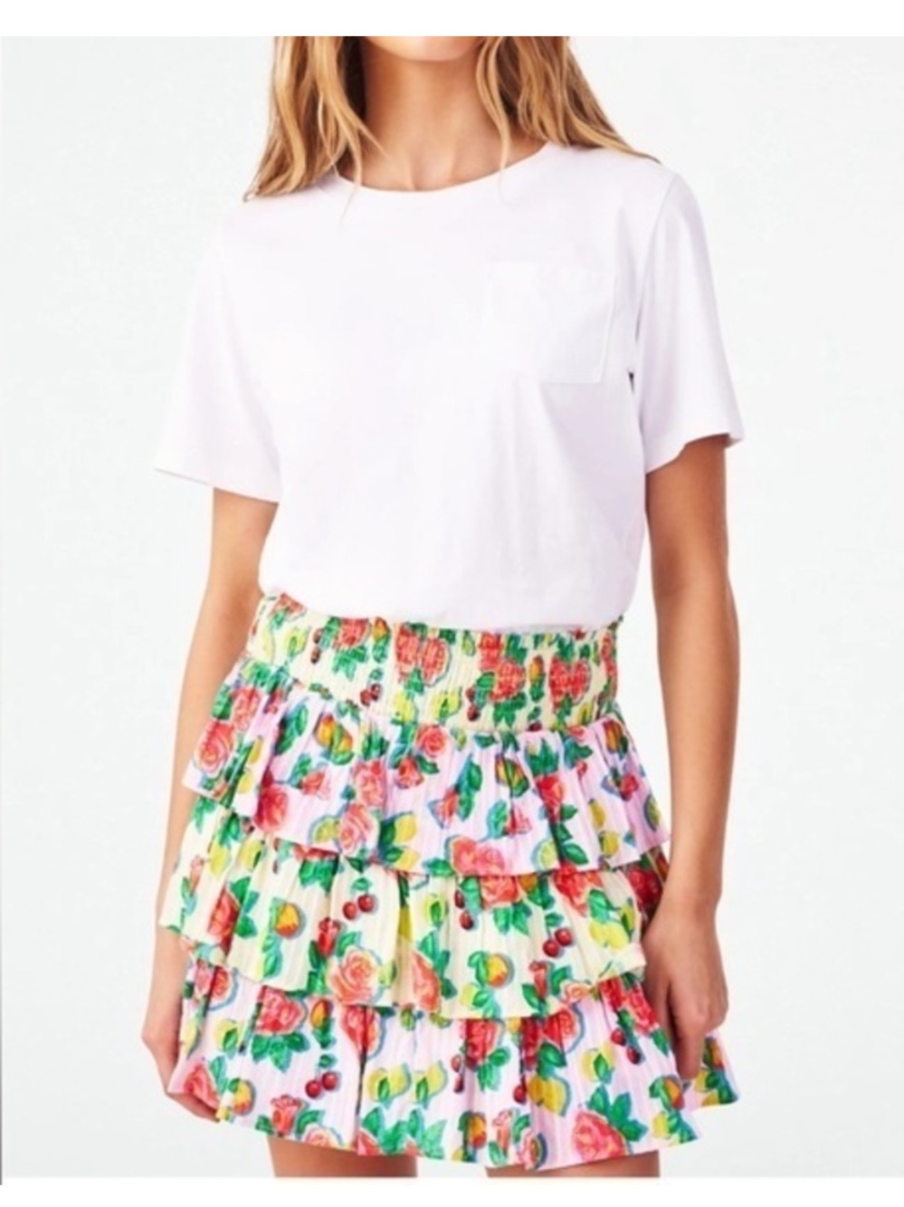 $138 Roller Rabbit rose floral Siggy Skirt pink, yellow XXS